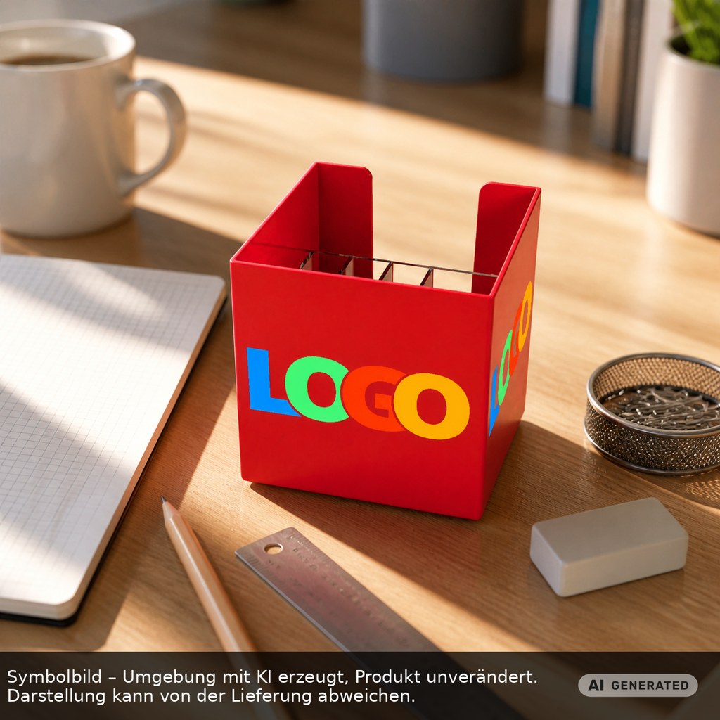 Zettelbox mit Köcher "Alpha" als Werbeartikel mit Logo bedrucken