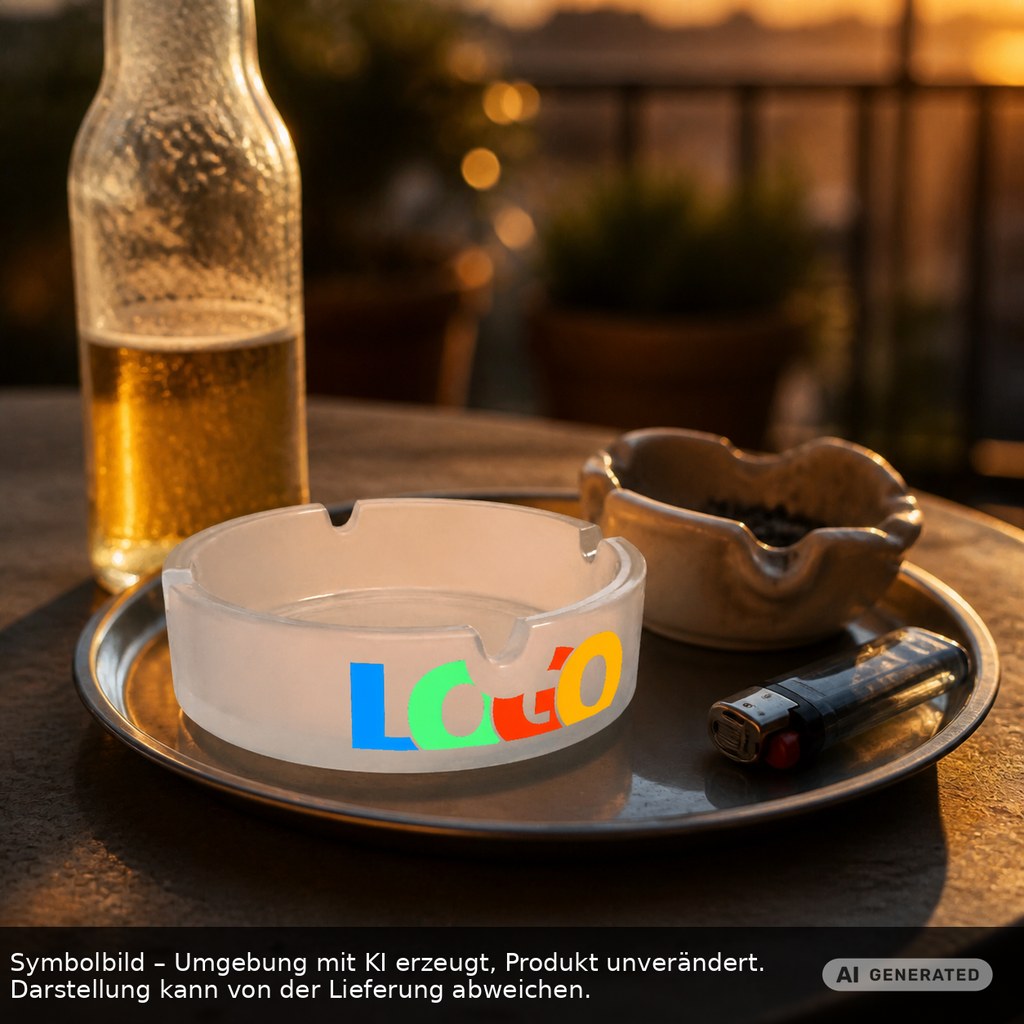 Glasaschenbecher als Werbeartikel mit Logo bedrucken
