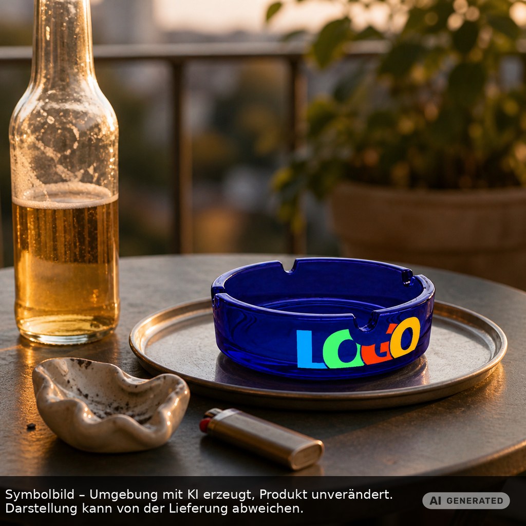 Glasaschenbecher als Werbeartikel mit Logo bedrucken