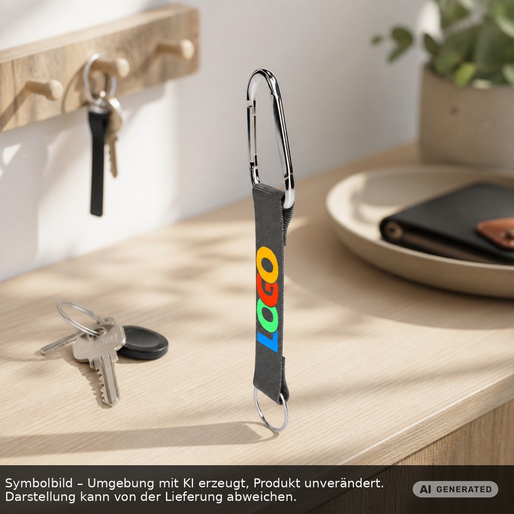 Kurz-Schlüsselband/Kurz-Lanyard "Duo" als Werbeartikel mit Logo bedrucken